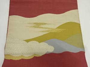 アンティーク　遠山に霞・雲模様織り出し名古屋帯